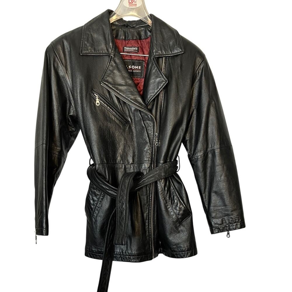 Wilsons Thinsulate Womens Black Leather Jacket | Med